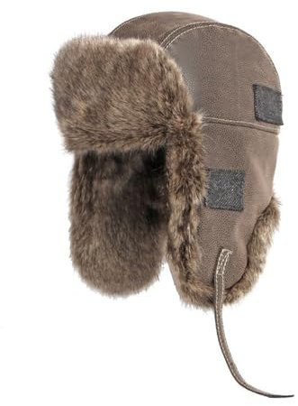 CHENNUO Herren Fliegermütze Trappermütze mit Ohrenklappen Fellmütze Winter Outdoormütze Pilotenmütze (DE/NL/SE/PL, Numerisch, 58, 60, Braun)