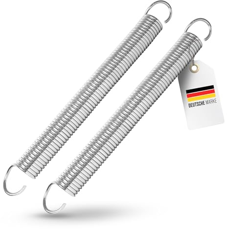 Lot de 2 ressorts de porte de garage universels - Disponible en 9 tailles différentes - Ressorts de porte de garage galvanisés en acier au manganèse - (535 x 50 x 6,3 mm / force de traction : 150 kg)