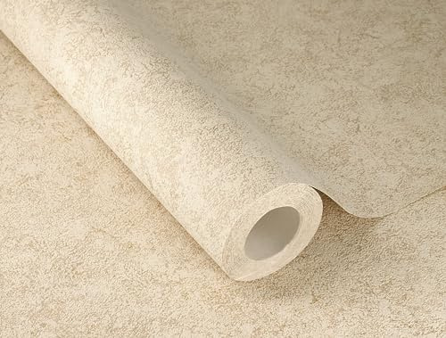 Rasch Tapete 649376 - Vliesapete mit grober Putz-Struktur in Beige aus der Kollektion Welcome Home