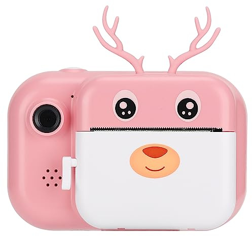 Dekaim Macchina fotografica di stampa termica portatile istantanea per bambini, obiettivo doppio 1080P, schermo da 2,4, 16G, rosa