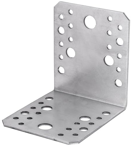 Parotec 10 Connecteurs d'angle en métal pour charpente, montage, 105 x 105 x 90 x 2,5 mm, fixation poteau bois, équerre métallique renforcée, acier galvanisé, connecteur bois