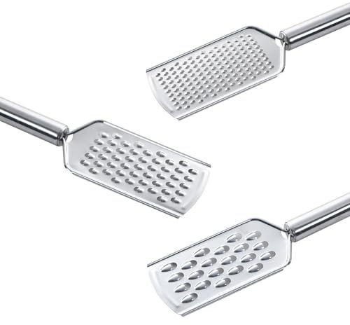 3 Stück Käsereibe,GemüSereibe,Kleine Reibe,Handreibe Edelstahl,3 Verschiedene Lochgrößen,Reibeisen Mini mit Haken,Obst- und GemüSereibe,Schäler Melonenschäler,für Gemüse,Obst,Käse,Schokolade,Haushalt