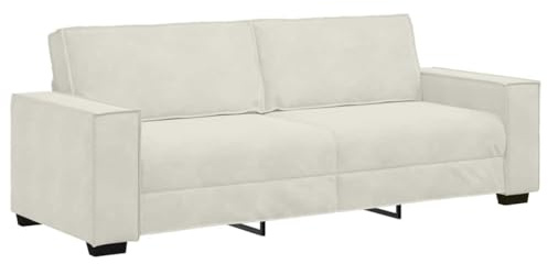 vidaXL 3-sitssoffa gräddvit 220x78x84 cm sammet