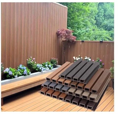 GRRICEPL Panneau Décoratif pour Terrasse, Clôtures Décoratives À Lattes pour Terrasse, Panneau De Clôture en Composite Bois-Plastique pour Terrasse(Zwart,21.6x180 cm)