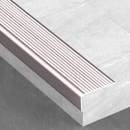 Profilo di Transizione Pavimento Paragradino Antiscivolo in Metallo a Forma di L, Protezione per Bordi Gradini per Interni ed Esterni, Profilo di Finitura per Bordi Gradini Tagliabile, Profilo per Gra