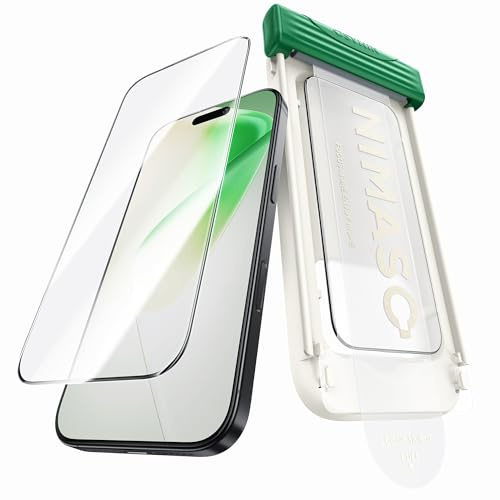 NIMASO for iPhone 17/16 Pro Screen Protector Full Coverage 6.3-Inch, with Roller,No Bubbles No Dust, 3D Curved Edges 9H Hardness Tempered Glass, Military Grade Shatterproof, Anti-Scratch, 1 Pack