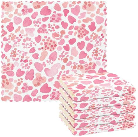 FRODOTGV Lot de 6 chiffons de nettoyage réutilisables en microfibre Motif léopard Rose 27,9 x 27,9 cm