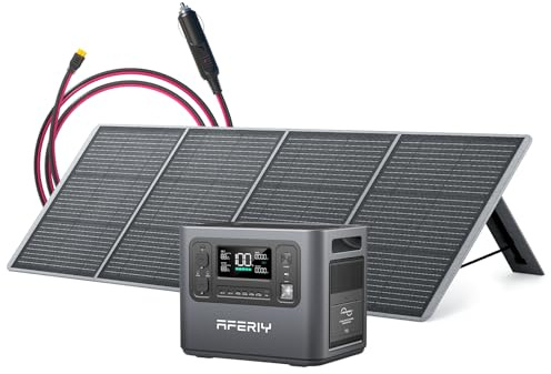AFERIY Solargenerator 2400W mit 200W Solarmodule, 2048Wh Tragbare Powerstation (4800W Peak), LiFePO4 Batterie, 220V-240V, Faltbar Solarpanel mit USB, IP65, für Outdoor Camping, Reise, Stromausfälle