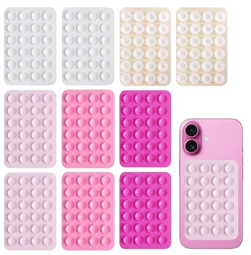 Noenaeni 10Pcs Silicone Phone Sticky Grip Mobile Suction Pads Sticky Thing for Back of Phone Suction Hands-Free Accessories Holders for Selfies and Videos Multifunctional Suction Holder