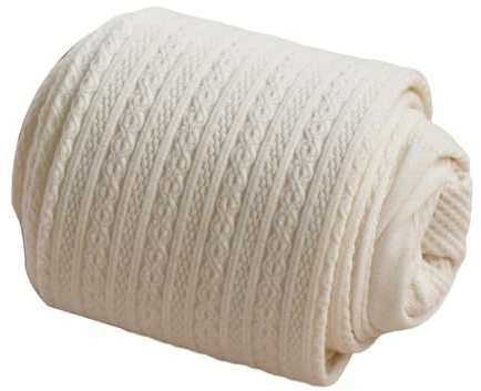 Vynetra Collants épais en tricot torsadé pour femme - Legging d'hiver en coton doux - Design thermique - Chaud et confortable - Collants d'hiver en tricot torsadé, Lait blanc, No velvet added