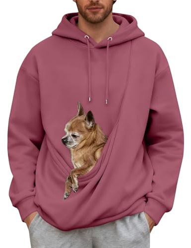 Sudadera con capucha para mujer, invierno, con bolsillo canguro y bolsillo de transporte para animales, chaqueta con capucha, suave y cómodo, suéter de transporte para gatos y perros, rosa, XXXL