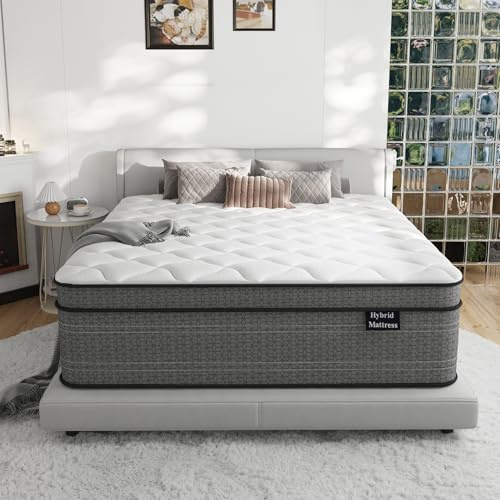 Ruoysun Queen Mattress, 14 Inch Medium Firm Hybrid Queen Size Mattress in a Box, Strong Edge Support, Motion Isolation, with 7-Zones Pocket Springs, Fiberglass-Free, Pressure Relief, CertiPUR-US