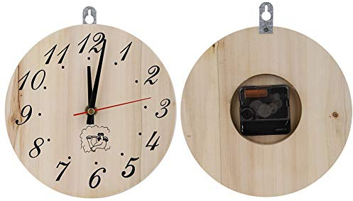 Dioche 8 Inch Wooden Sauna Clock with Large Numerals Timer for Sauna Rooms, Home Gym, and Bathhouse Decor Decorative Wall Clock for Easy Timekeeping