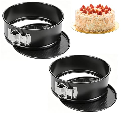 Qnbonrich 12cm Mini Rund Springform 2 Stück, Auslaufsichere Kuchenform aus Stahl, Rund Kuchenform mit Antihaftbeschichtung und mit Abnehmbarem, für Hause/Geburtstag/Hochzeit