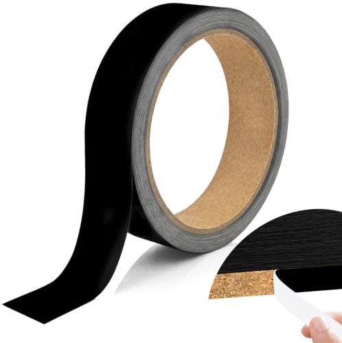 Cinta de Canteado Autoadhesiva, Tira de Bordes de PVC de 20 mm x 10 m, Tapa Cantos para Encimeras, Reparación de Muebles, Armarios y Estantes de Laminado, Negro