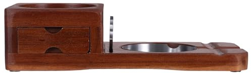 Operitacx Cenicero y Diseño Sólido de Madera con Soporte para Cigarros Grande y Bandeja para Whisky, con Cajón Integrado para Sesiones Privadas y Entretenimiento