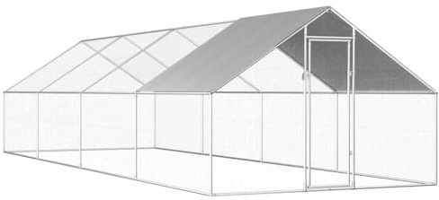 sephironlbb Utomhuskycklingbur, galvaniserat stål, 2,75 x 8 x 1,92 m med polyetentak, stängbar, stor voljär, lekhage för kycklingar, ankor, små djur, trädgårdsskydd