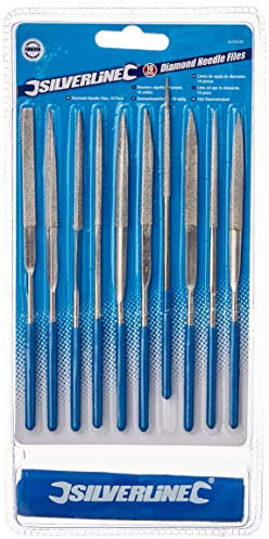 Silverline 633509, Set di lime ad ago diamantate, 10 pz., 140 mm