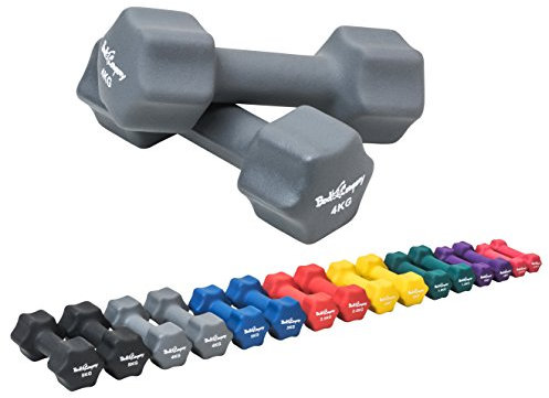Bad Company Neopren Hanteln 2 x 4 kg grau - Kleine Hantel gummiert für Fitness Gymnastik Aerobic Zuhause - Home Gym Kurzhanteln für Frauen Männer - Dumbbells 4kg