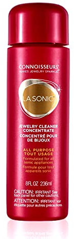 CONNOISSEURS Ultrasonic Cleaner | Ultrasonic Jewellery Cleaner Concentrate Solution | Cleaning fluid for Ultra Sonic Machines | Cleans Gold, Silver, Diamonds & Gemstones - 8 ounces