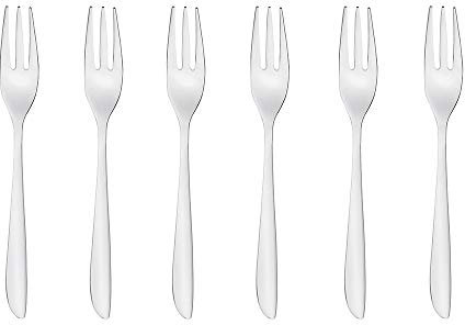 Sambonet 52163A55 Leaf - Dessertgabel-Set aus Edelstahl 18/10, 6-teilig, Spülmaschinenfest, Grau