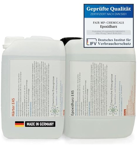 Fair MP-Chem Epoxidharz Set - 10kg Set – Transparentes Resin Gießharz mit Härter – Epoxy Resin für Holz, Kunstharz Gießen & Bastelprojekte