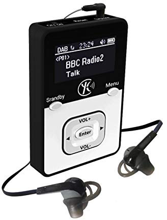 YaakinComp K1, personal digital DAB+, DAB/FM radio, MP3 player mini radio, SD card recordable radio, rechargeable battery, portable handheld radio, walking or jogging, including headphones