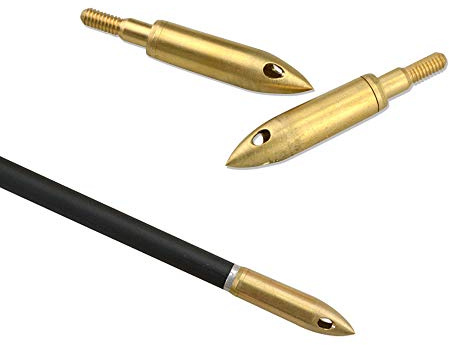 SHARROW 6 Stück Bogenschießen Pfeifen Pfeilspitzen Kupfer Jagdspitzen Whistle Broadhead Jagdpfeife Signale Pfeilspitzen für Carbonpfeile Armbrust Alupfeile und Fiberglaspfeile (Gold, 2 Löcher)