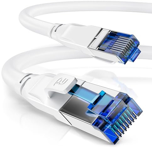 CSL - Cable de red CAT.8 de 15 m, 40 Gbits, LAN, cable de conexión de datos de alta velocidad, Gigabit Ethernet, 40.000 Mbits, velocidad de fibra de vidrio, blindaje S/FTP PIMF, conector RJ45