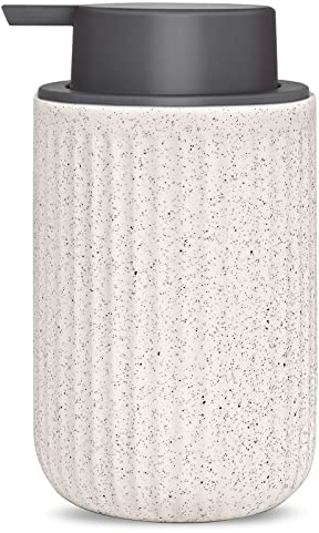 LALA DOLCE Schaumspender – Handpumpenspender, beige, schäumender Seifenspender, Keramikschale, Flüssigkeitsspender für Küche, Badezimmer, Handwäsche, Flasche (400 ml, Beige)