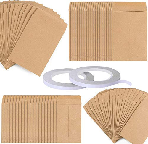 WJMY Papiertüten Kleine Geschenktüten Kleine Samentüten Mini Papiertütchen Braune Kraftpapier Tüten 200 Stück / 2 Größe für Gastgeschenke Schmuck Bonbons Süßigkeiten Samen Mitgebsel usw