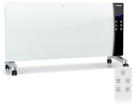 Klarstein Lindholm Convection Heater, Heating, LED Display, Touch Panel, Remote Control, Timer, 2 Heat Settings: 1000 or 2000 W, Thermostat 16-40 °C, Child Lock, Overheating Protection, white