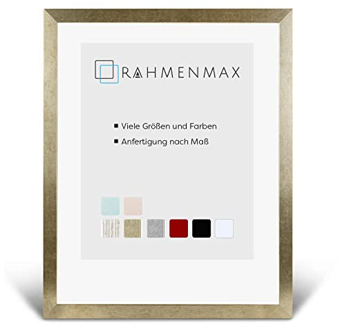 RahmenMax® Skane Bilderrahmen Holz 62x82 cm zum Aufhängen/Bilderrahmen Maßanfertigung möglich/MDF Posterrahmen/Bilder Rahmen in Vintage Gold mit Acrylglas/Puzzle Rahmen