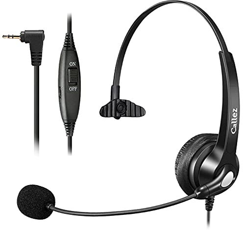 2,5mm Headset Telefon Dect mit Mikrofon Noise Cancelling, Schnurlos Festnetz Kopfhörer Kompatibel mit Panasonic Gigaset C430A C530 S810 S850 CL660 Grandstream Cisco SPA Polycom, Kristallklar Chat