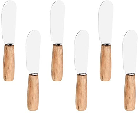 BESTonZON Buttermesser Edelstahl Butterstreuer Käsemesser Holzgriff 6 Stück Küchenutensilien zum Aufstreichen von Käse Butter Marmelade Frühstück Brot Küchenhelfer, X1817275W48Q3