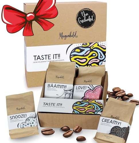 Morgenheld Kaffeebohnen Geschenk Set 1kg, Premium Arabica Kaffee ganze Bohnen 4x250g, Traditionelle Röstung