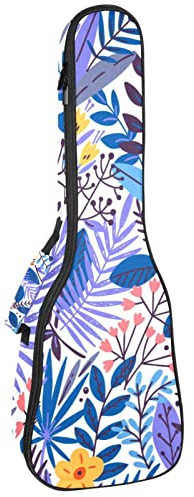 Ukulele väska färgglad växt blommig ukulele fodral för Sopran Tenor konsert 23 tum 10 mm tjock mjuk vadderad justerbar rem spelväska