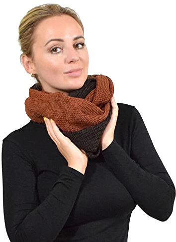Basic Sense Unisex Two tone Tube Snood Scarf Neck Warmer Knitted Circle Loop Infinitely