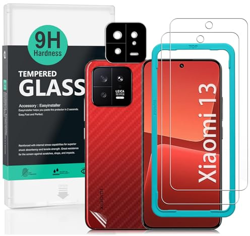 Ibywind Schutzfolie für Xiaomi 13 5G,2 Stück 9H Panzer-Glas,mit Metall-Kameraschutz,einfache Installation,unterstützt Fingerabdrucksensor,anti-kratzer,blasenfreiheit,Bruchsicher,Öl resistent