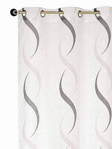 Atout Ciel Rideau Voilage imprimé à œillets 140x240cm prêt a Poser, Gris