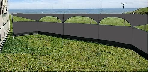 Windbreaker Wind Privacy Screen Camping Blocker 5 Panel Garden Beach Wind Shield 5ft High x 27.4ft Long (Stone Grey)