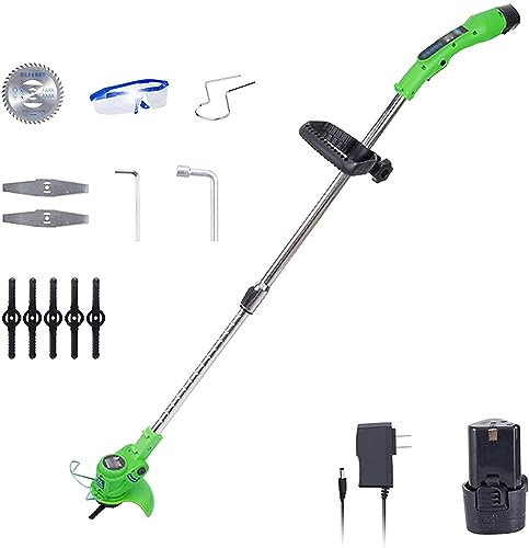 HYQHYX greencut desbrozadora Cortacésped eléctrico, cortacésped eléctrico rotativo de 12V, cortacésped telescópico portátil Recargable para jardíncortabordes