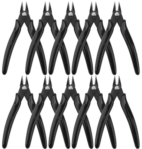 MOUYAT 10 mini cortadores de alambre, alicates de precisión de 5 pulgadas, cortadores laterales pequeños con agarre suave para manualidades y fabricación de joyas