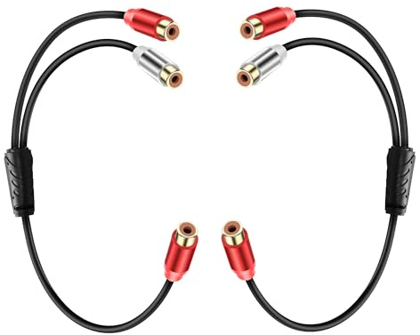 JSADZKJ Cavo Splitter RCA Stereo a Y, 1 Femmina a 2 Femmine, Audio Ausiliario per Subwoofer, Adattatore e Prolunga per Amplificatore, Sistema Hi-Fi, Home Theater