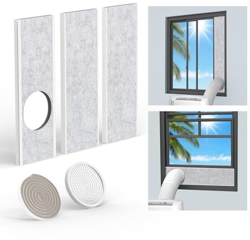 LBG Products Kit de sellado de ventana de aire acondicionado portátil aislado, kit de ventilación de ventana de CA ajustable con panel de espuma aislante, múltiples capas aísla el calor exterior (kit