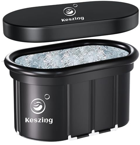 Keszing Vasca da bagno pieghevole per il ghiaccio, gonfiabile, per adulti, per il bagno sul ghiaccio, pieghevole, da 100 x 65 x 65 cm