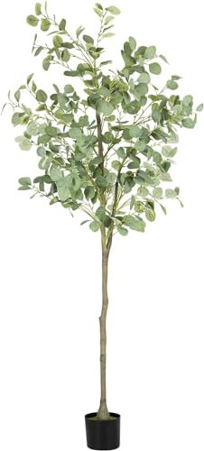 6FT Artificial Eucalyptus Tree , Big tall Fake Plants, Artificial Eucalyptus Silk Plants Indoors in Pots, Faux Tropical large artificial plant suitable for Home Office Living Room outdoors Decor 180cm