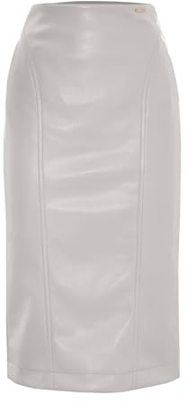 Kocca - Gonna a Tubino in Ecopelle Donna, Tinta Unita, Colore: Beige Dorato, Modello: A24PGO2724ABUN3222, Taglia: 42