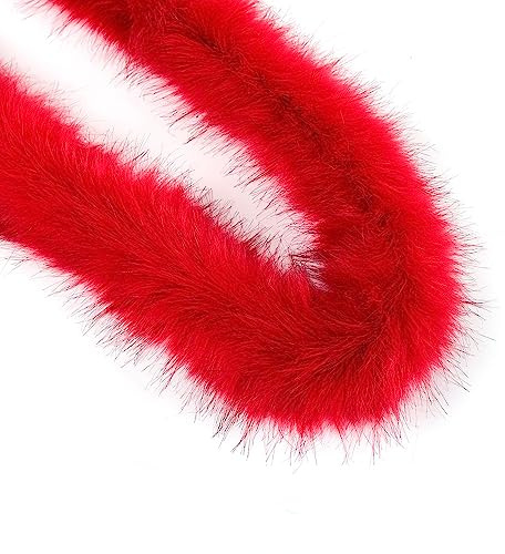 Anevous 2m Boa zum Basteln, Einfarbig Federboa, Flauschige Federschal, Federstreifen Hochzeit Dekorationen für Nähen Kunsthandwerk Dekoration, Kostüm-Accessoire, Party, Karneval,Rot