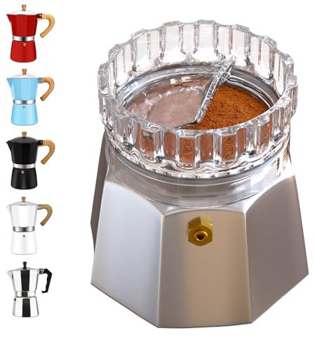 DITOSH Moka Pot Dosing Funnel Transparent Mocha Dispenser Precise Volume Control Perfect Extraction Ratio for 3 Cup Aluminum Espresso Stovetop Coffeemaker-M65mm